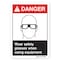 Signmission ANSI Sign, Wear Glasses When Using Equipment, 10in X 7in Rigid Plastic, 7" H, 10" W, Landscape OS-DS-P-710-L-19900 - alternate 1